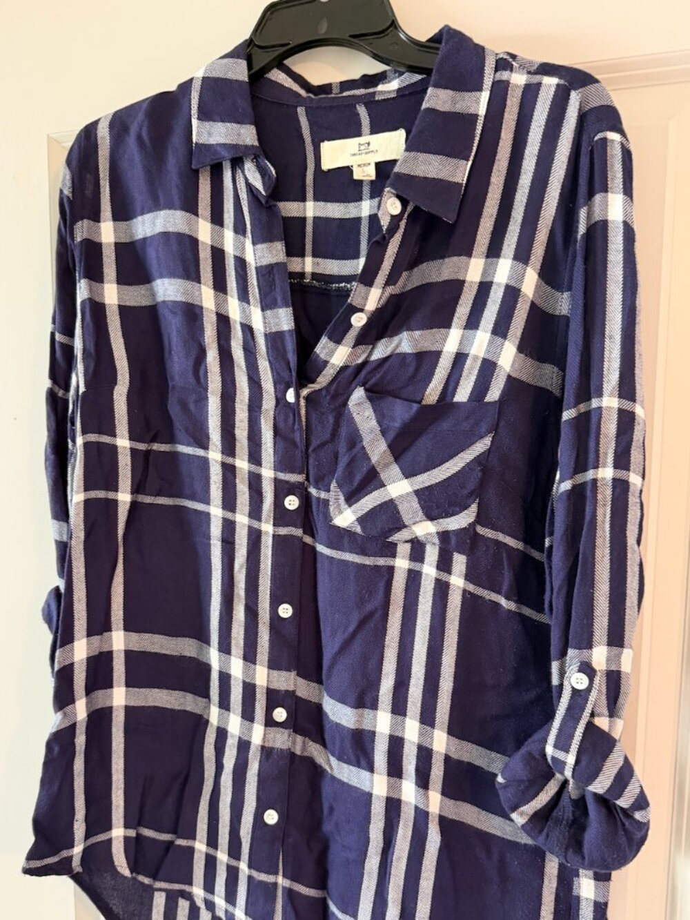 Thread & Supply Navy White Flannel Shirt